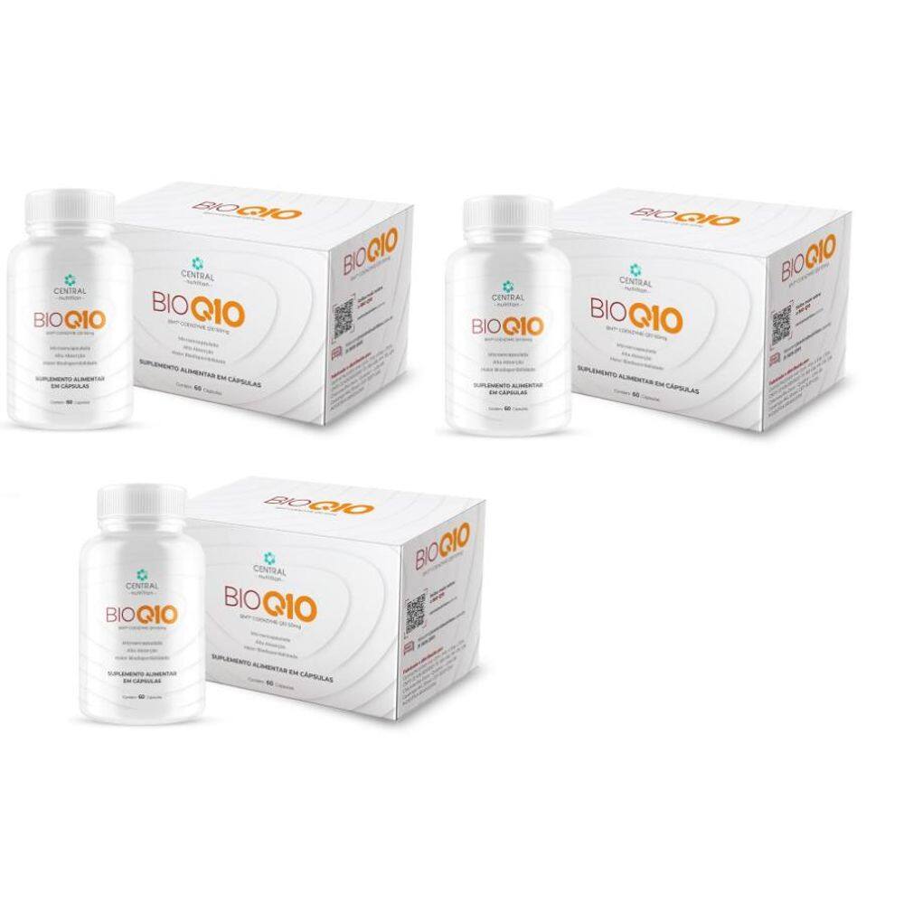 Kit com 3 BioQ10 Coenzima Q10 50mg 60 Cápsulas - Central Nutrition