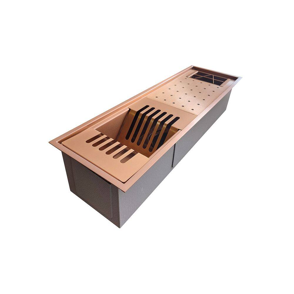 Calha Úmida Gourmet Escorredor de Cozinha 60x19 Aço Inox Rose Gold Fosco