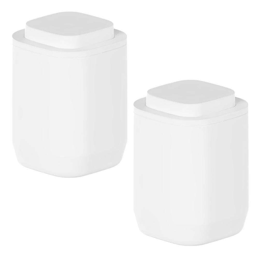 2x Porta Algodão Cotonete Bancada Banheiro Moderno Ou Branco