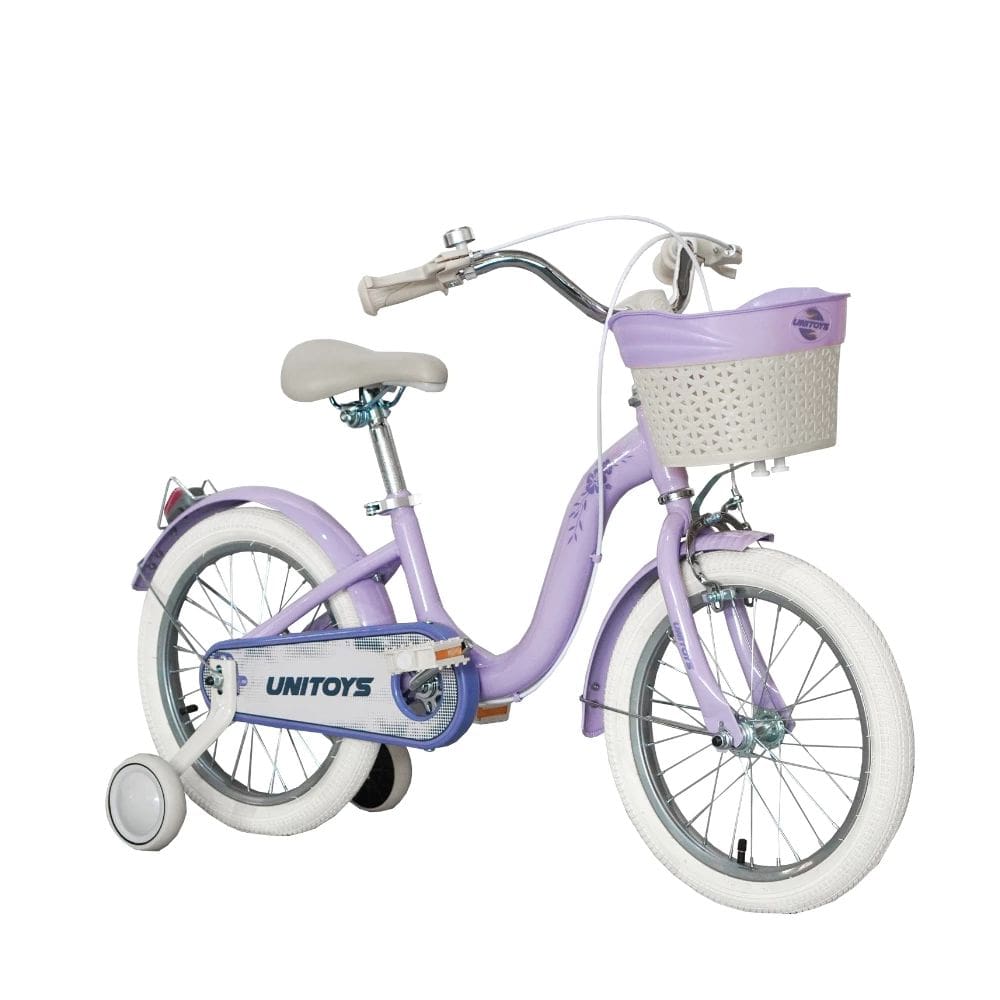 Bicicleta Retrô Infantil Aro 16 Com Cesta, Campainha, Refletor e Rodas De Apoio Unitoys