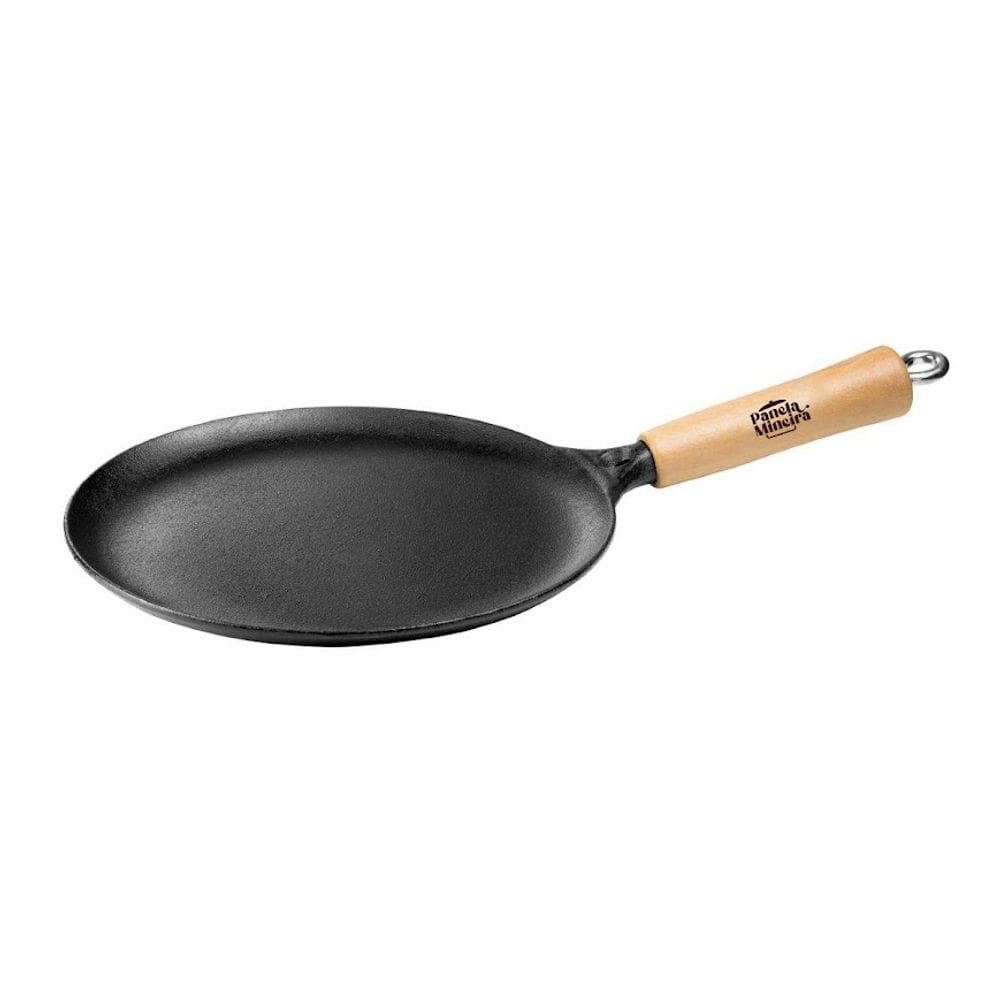 Panquequeira de Ferro Cabo de Madeira Panela Mineira 24x2cm
