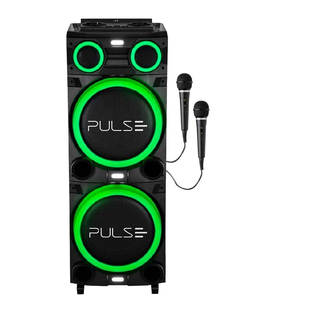 Caixa de Som Pulse Torre Sp516 Double 12"pol LED 2700w - 2 Mic