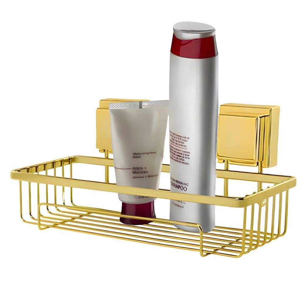 Suporte Porta Shampoo Prateleira Parede Ventosa Banheiro Dourado - 8050DD Future