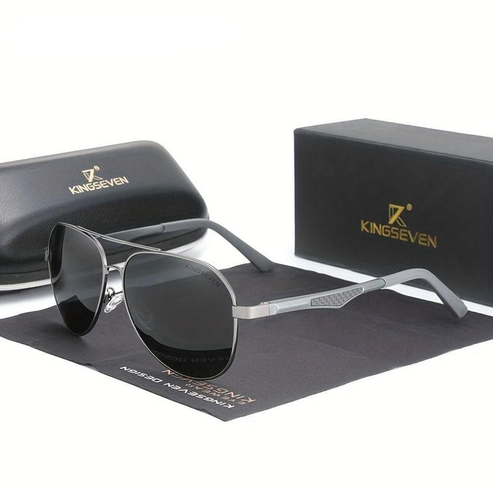 Óculos De Sol Polarizados Kingseven 7759 Estilo Piloto Cinza