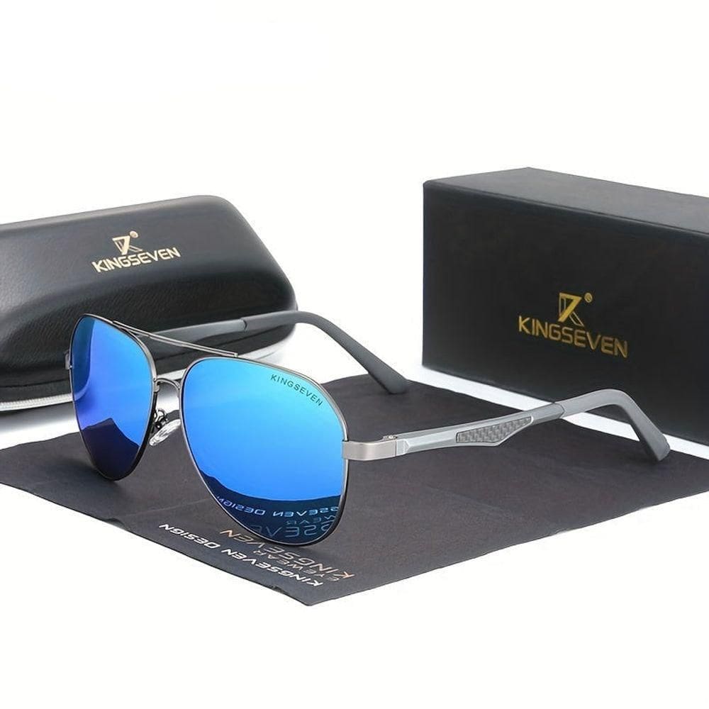 Óculos De Sol Polarizados Kingseven 7759 Estilo Piloto Azul
