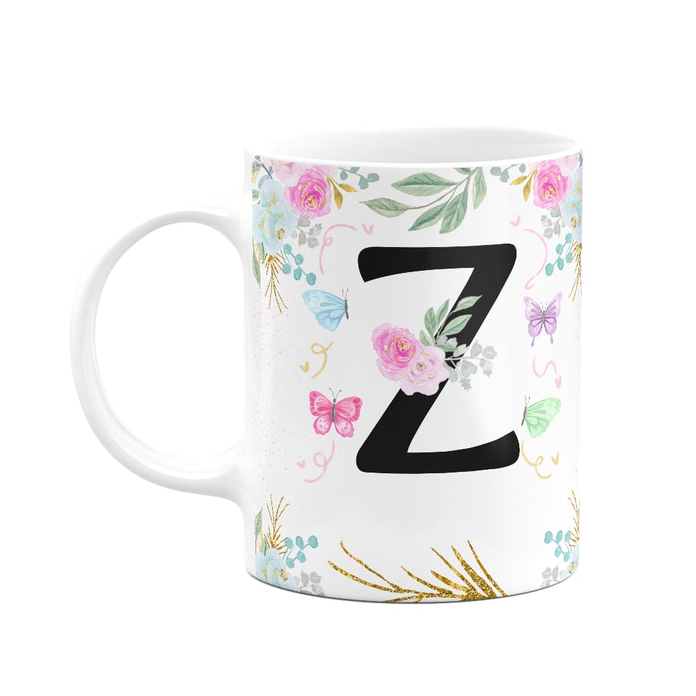 Caneca Floral - Inicial do nome letra Z - 325ml