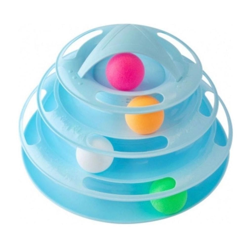 Brinquedo Interativo Torre Com Bolinhas Gatos 4 Nivel Azul