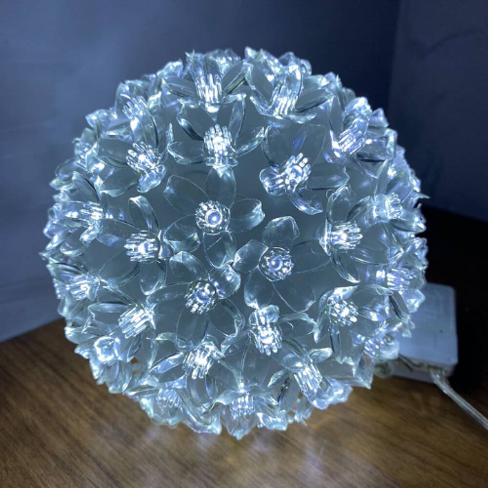 Globo Com 100 Lampadas Pisca Pisca Luz De Led Flor Tomada Tam. Médio Cor:Branco