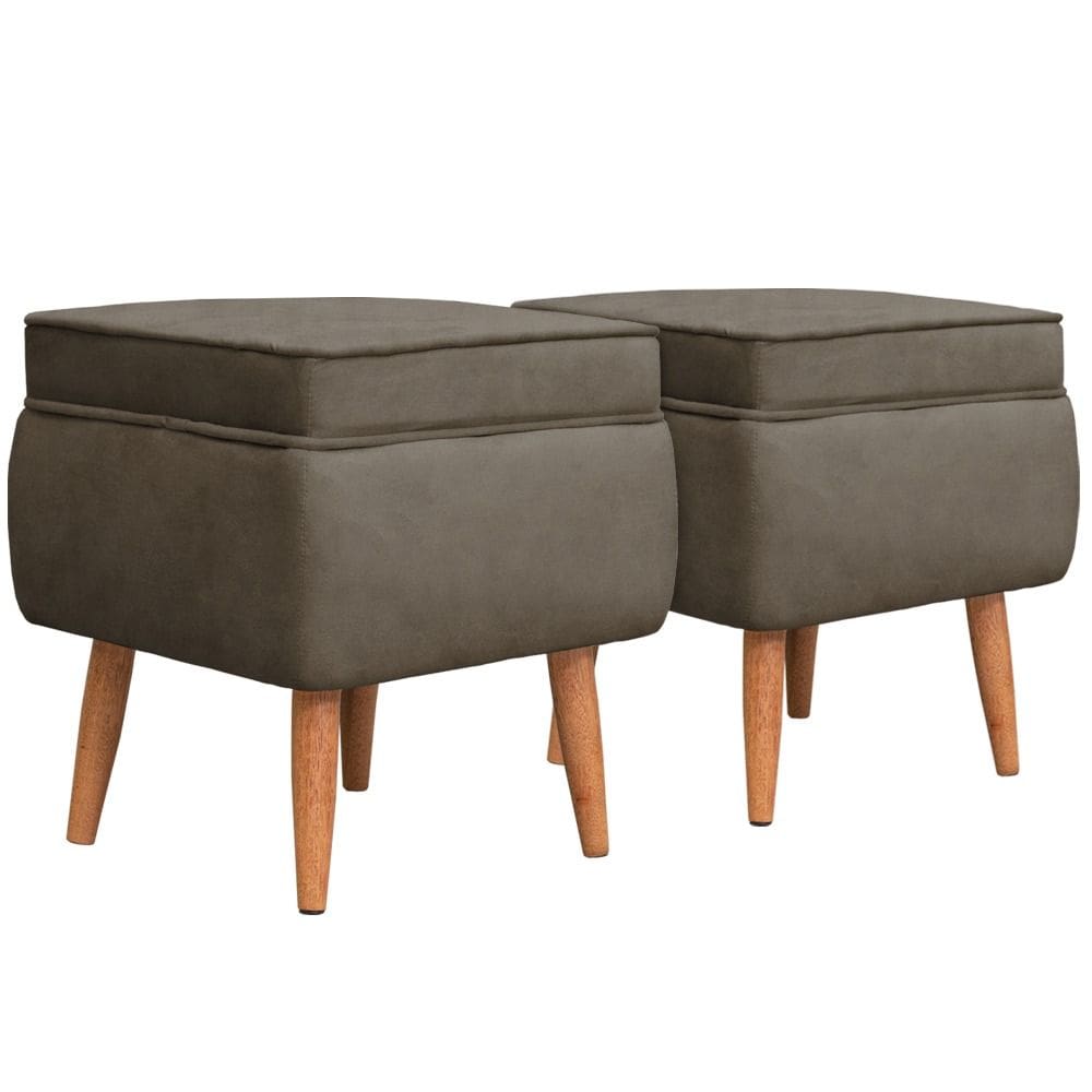 Kit 2 Puffs Banqueta Comodoro Quadrado em Tecido Veludo - Sentô