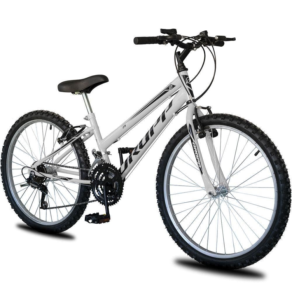 Bicicleta Aro 26 Infantil Feminina 18 Vel Marchas Dropp Sport Freio V-brake - Branco+preto - único Branco+preto