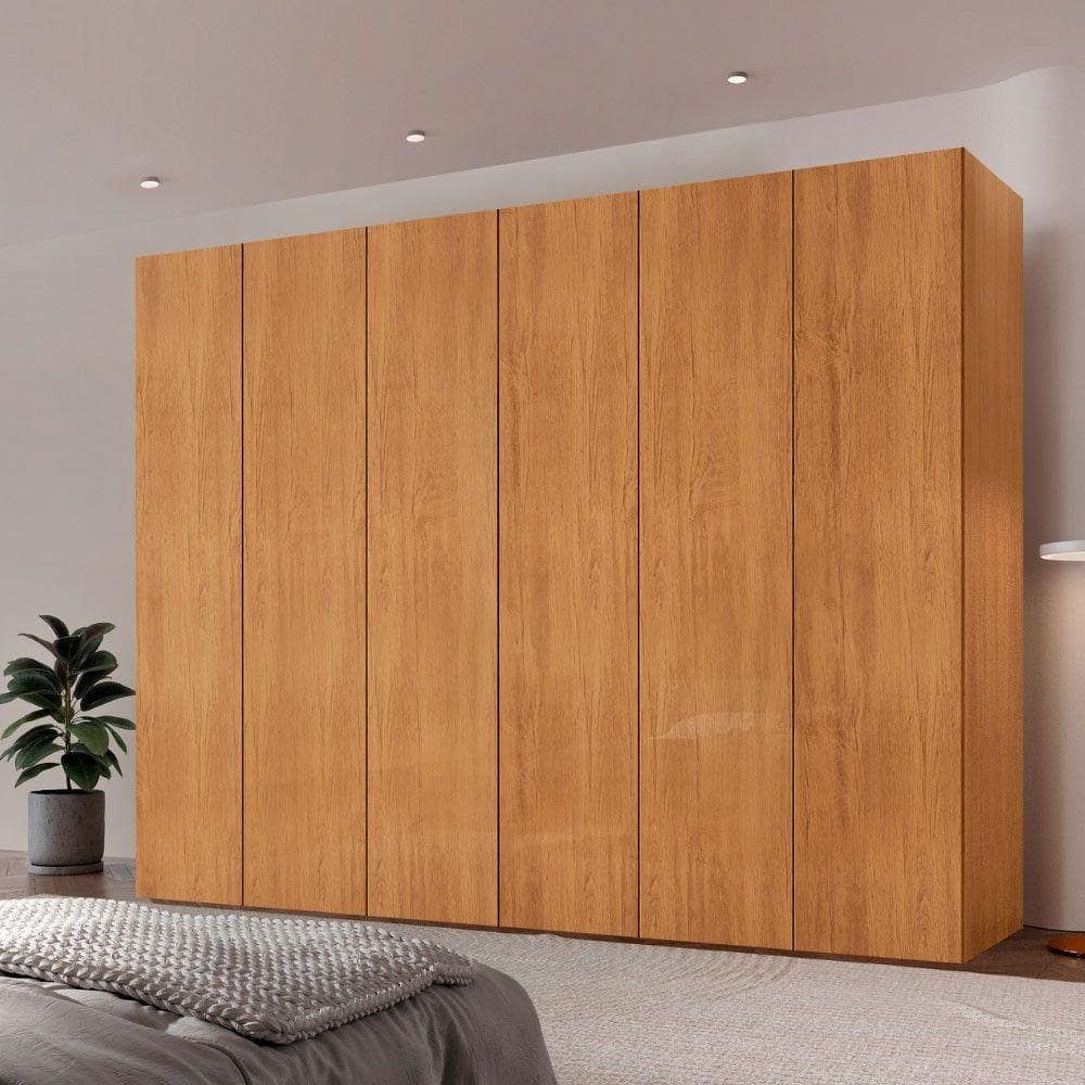 Guarda Roupa Casal Coliseu Mdf 6 Pts 6 Gvts Moderna Mobília Naturalle