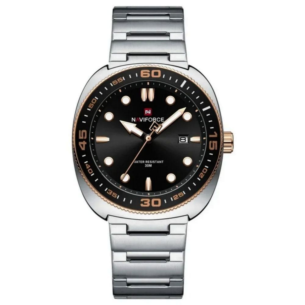 Relógio Esportivo Masculino Pulseira De Aço Inoxidável 30m à Prova D `água Laranja