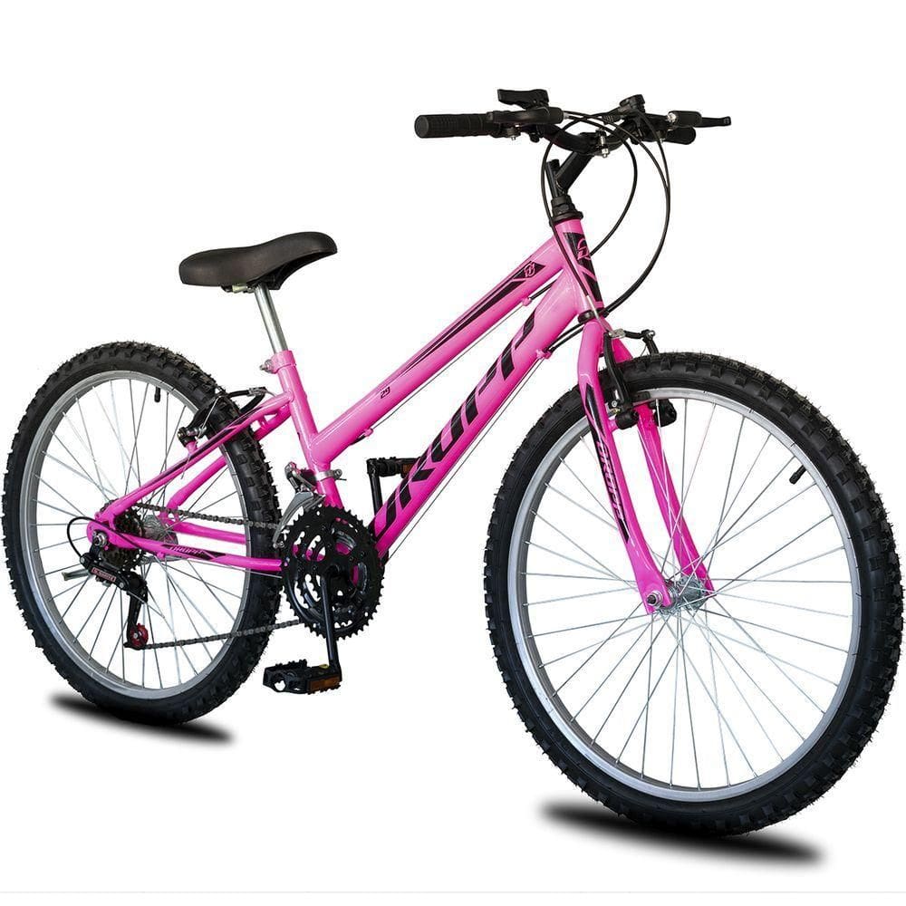 Bicicleta Aro 26 Infantil Feminina 18 Vel Marchas Dropp Sport Freio V-brake - Rosa+preto - único Rosa+preto