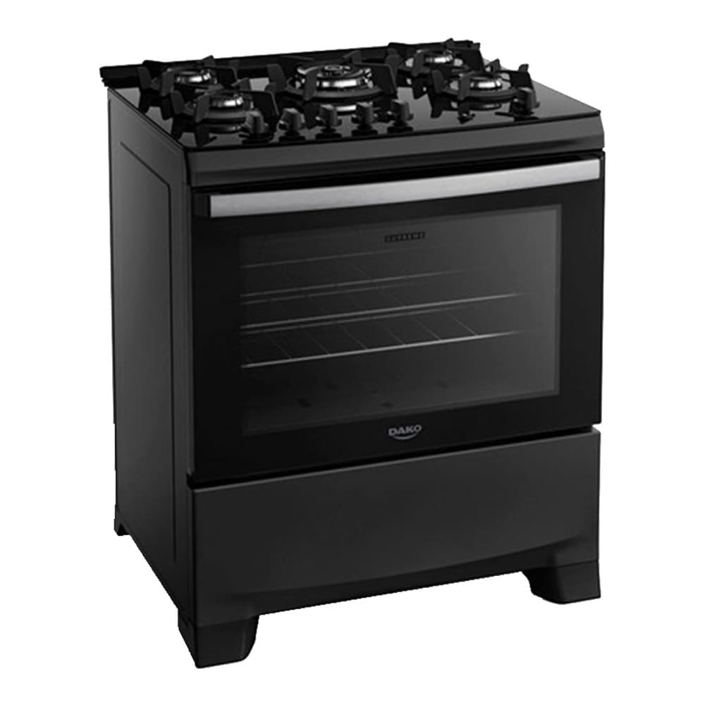 Fogão a Gás Dako Supreme Glass 5 Bocas Mesa de Vidro Preto - Bivolt