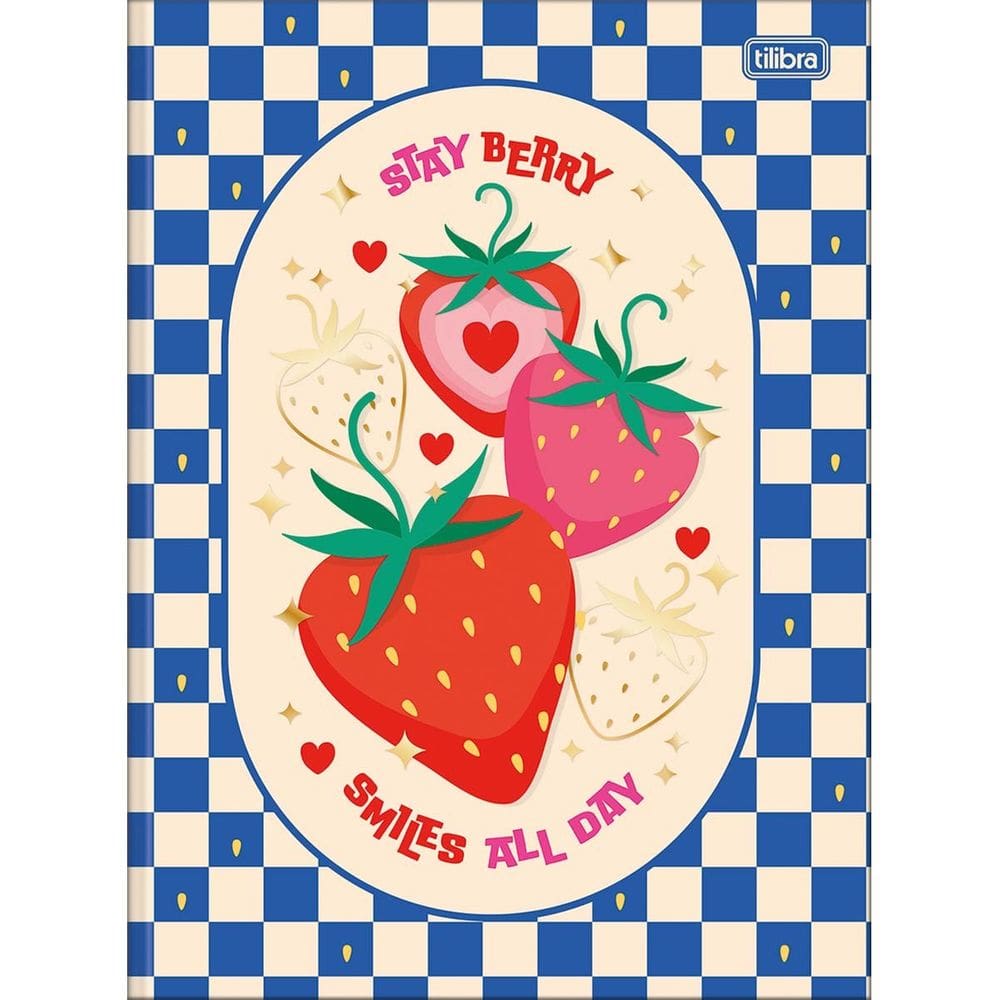 Caderno Brochurão Grande Universitário Be Berry Morangos 80 Folhas Capa Dura - Tilibra | Papelaria | Material | Fofo |