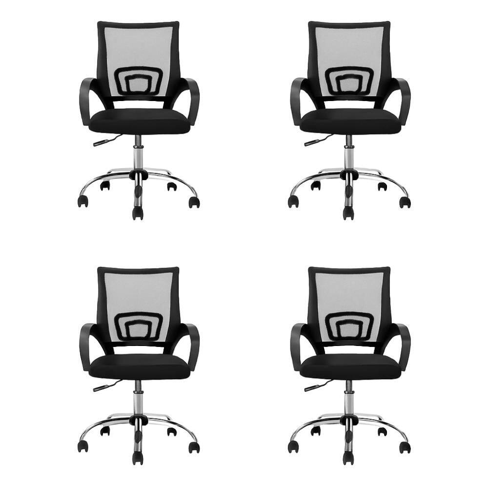 Conjunto 4 Cadeiras Escritório Office Arco Mesh Pret Conthey