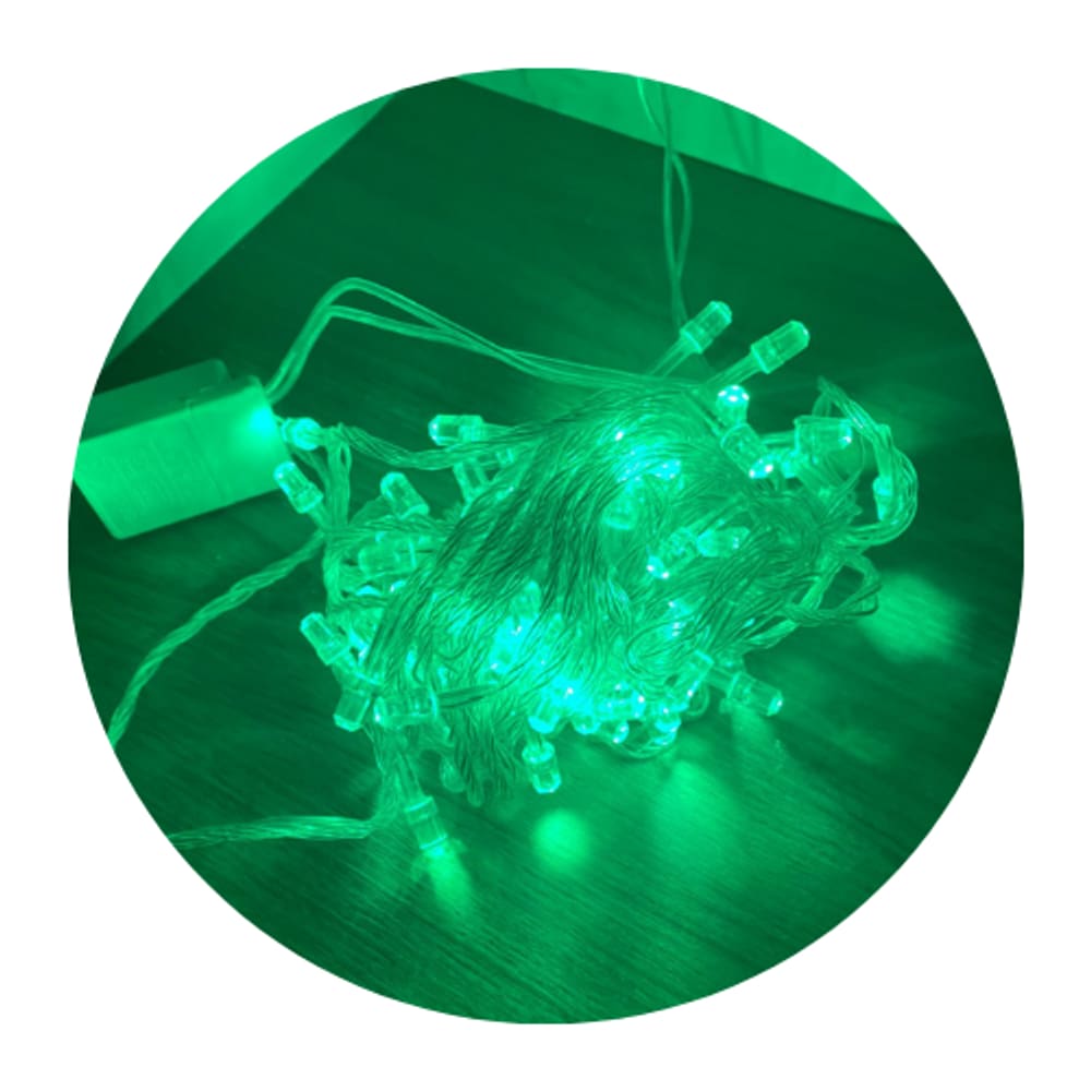 Cordão Com 100 Lampadas Super Led Pisca Pisca 10 Metros 8 Funções Fio Crystal Cor:Verde