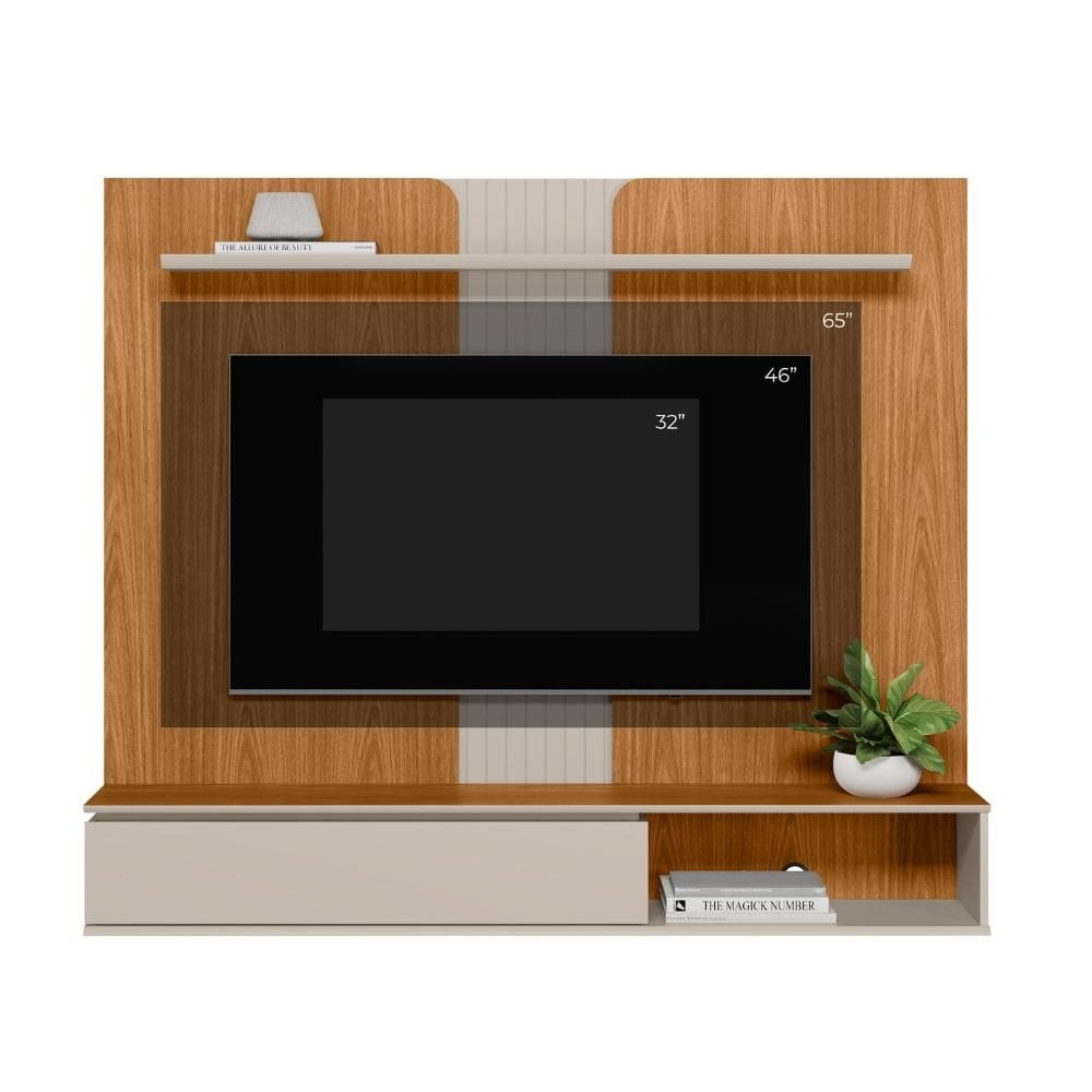 Painel Home Suspenso para Tv até 65 Polegadas 1 Porta Friburgo Nature e Off White