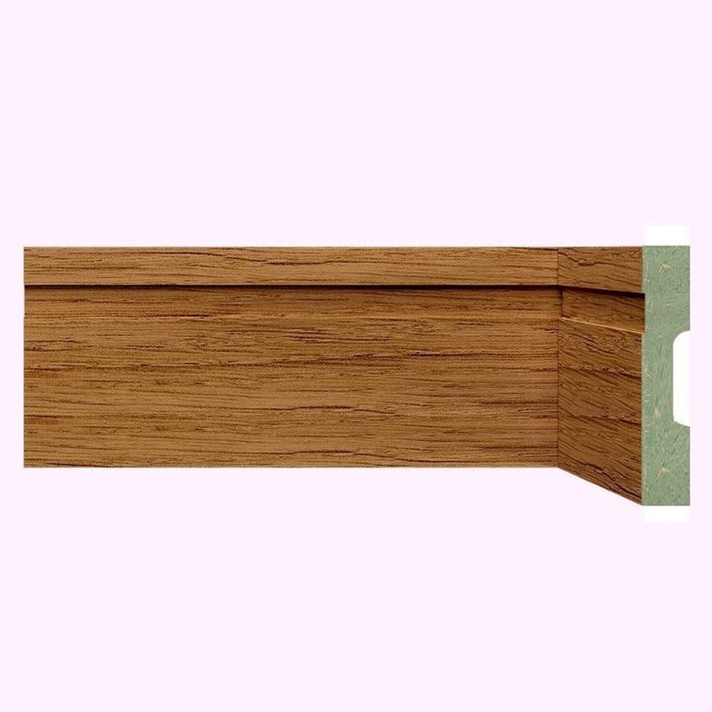 Kit Rodapé de MDF 15 Barras Frisadas de 10cm x 2,40m Rende 36 Metros Moldufama Nogueira Málaga
