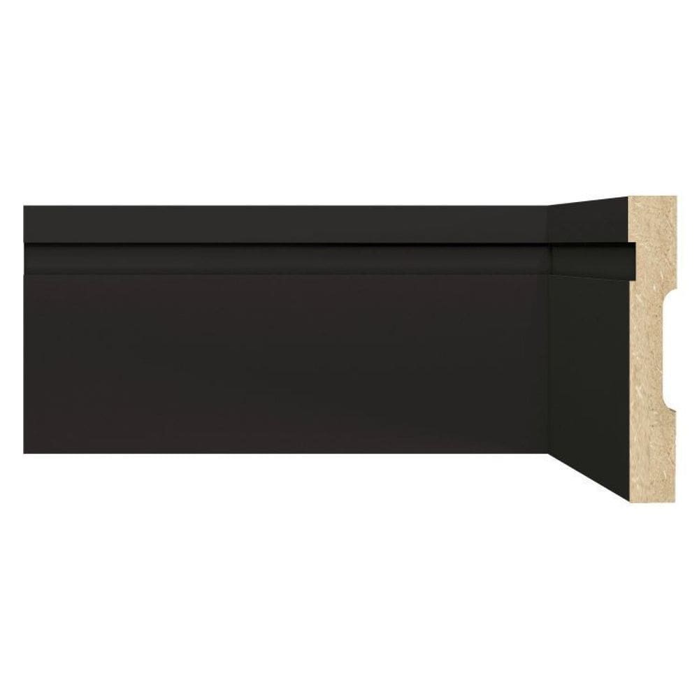 Kit Rodapé de MDF 20 Barras Frisadas de 10cm x 2,40m Rende 48 Metros Moldufama Preto