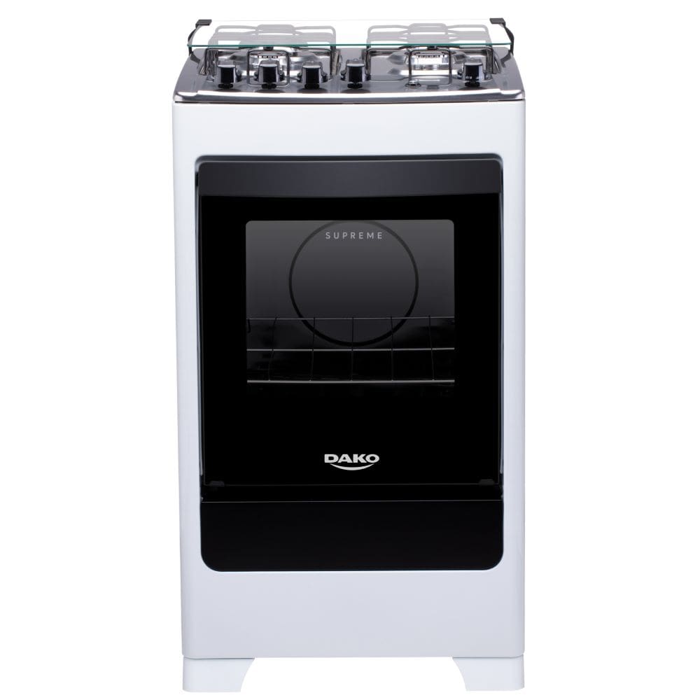 Fogão 4 Bocas à Gás Dako Supreme Acendimento Automático Mesa Inox Mega Chama Branco Bivolt