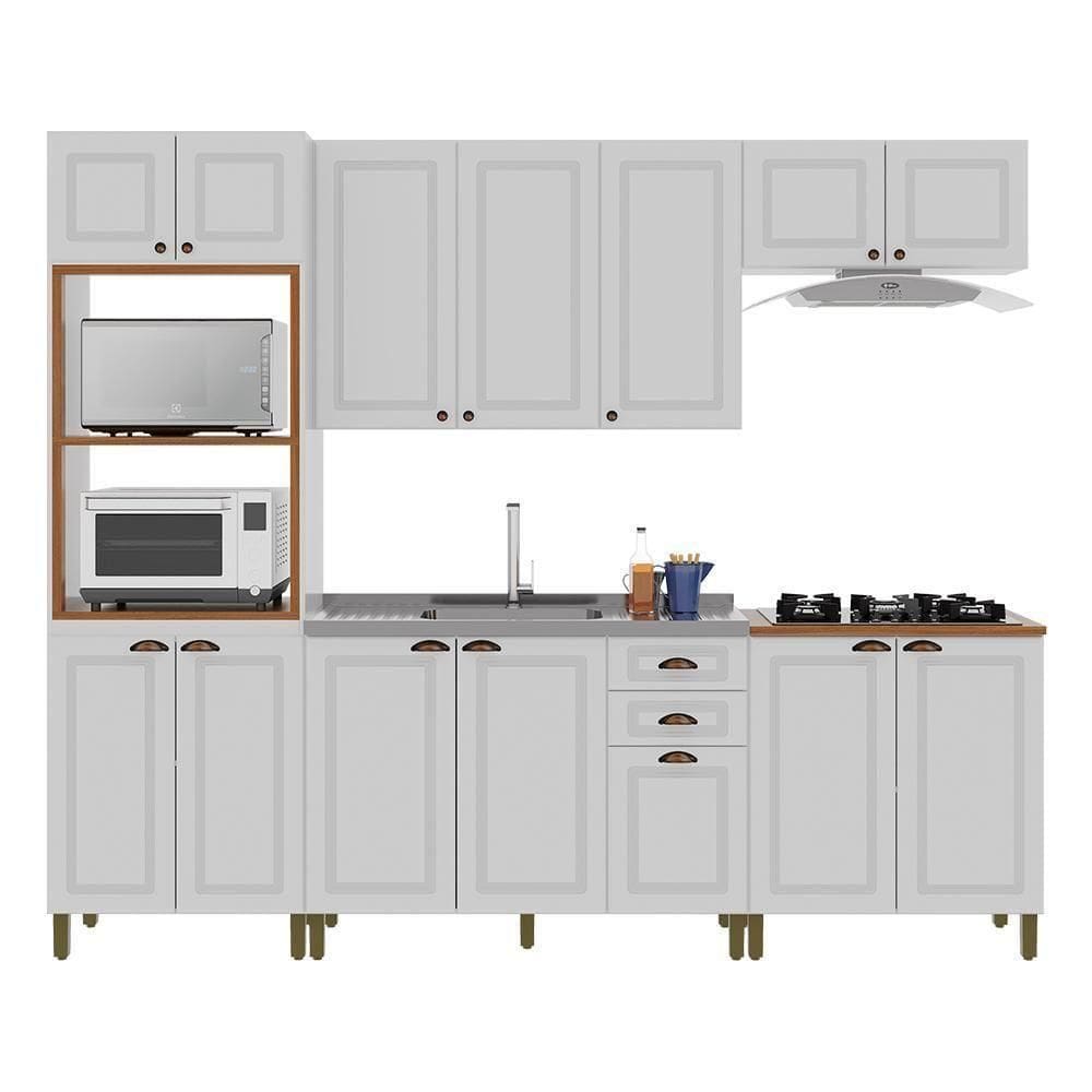 Cozinha Modulada Firenze 5 Peças Com Torre Quente 2 Fornos Branco - Indékes Branco