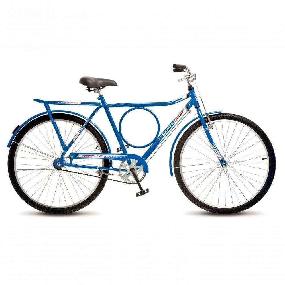 Bicicleta Colli Barra Sport Aro 26 Em Ferro Com Bagageiro E Capa Corrente Azul
