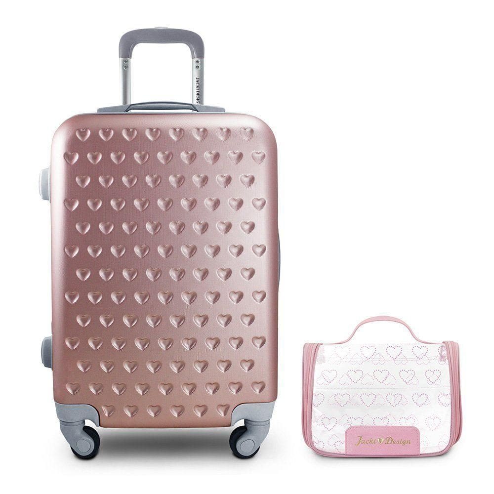 Kit Mala De Bordo E Necessaire Transparente Love Rosa