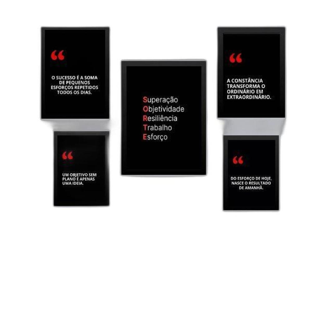 Composição 5 Quadros Motivacionais Fórmula Sucesso