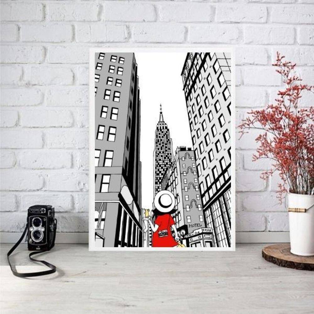 Quadro Decorativo Nova York - Turista 24X18Cm