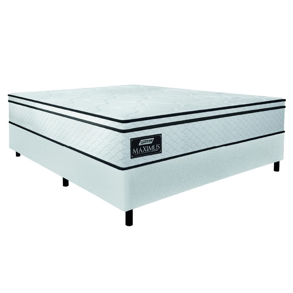 Cama Box Casal Queen Gazin Colchão Molas Ensacadas 158x198x62cm Maximus Branco