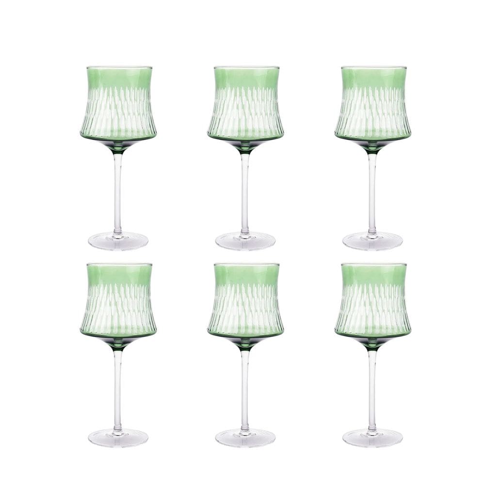 Conjunto 6 Taças de Vidro Verde 500ml 23cm JL0100 BTC