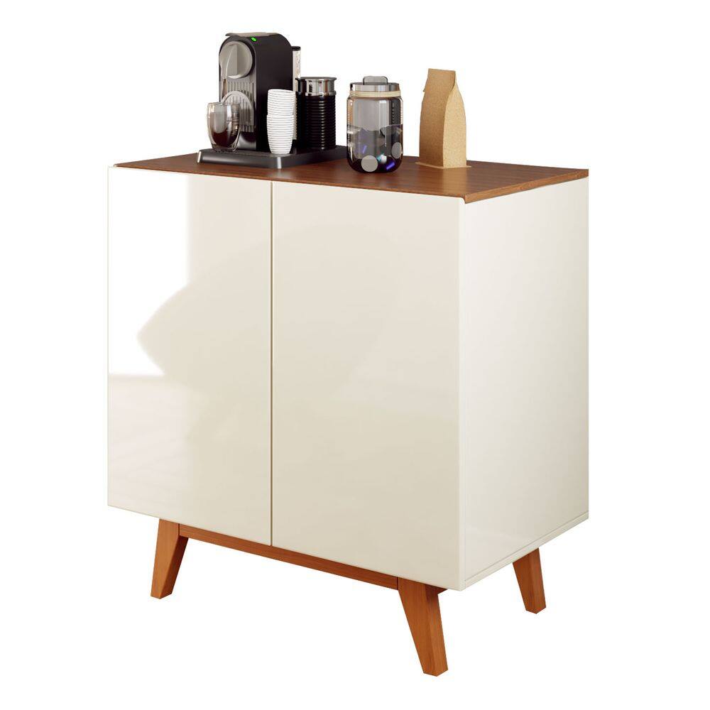 Buffet Aparador Café Prime 2 Portas Off White com Freijó - MoveisAqui