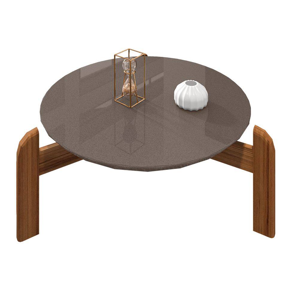 Mesa de Centro Lizz Cinza Perola com Cedro - Casa D