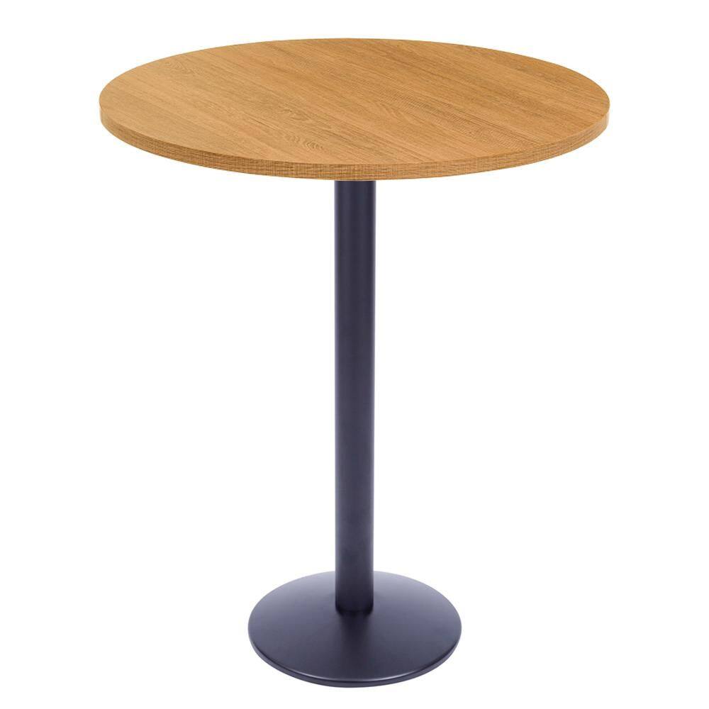 Mesa Bistrô Zeta Ferro Preto 111,50 cm Alt Base Disco Tampo MDP Redondo 60 cm Larg x 2,50 cm Samba