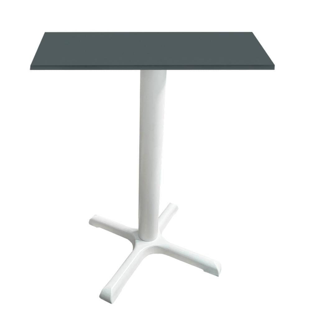 Mesa Ômega Ferro Branco 74 cm (Alt) Base em X Tampo MDP Quadrado Grafito 70 cm (Larg) x 2,50cm (Alt)