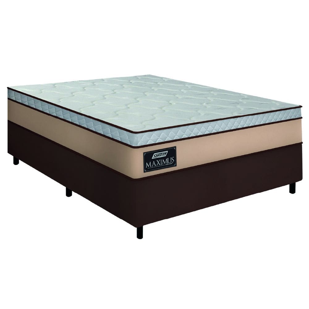 Cama Box Casal Gazin Colchão Molas Ensacadas 138x188x62cm Maximus Bege/Marrom