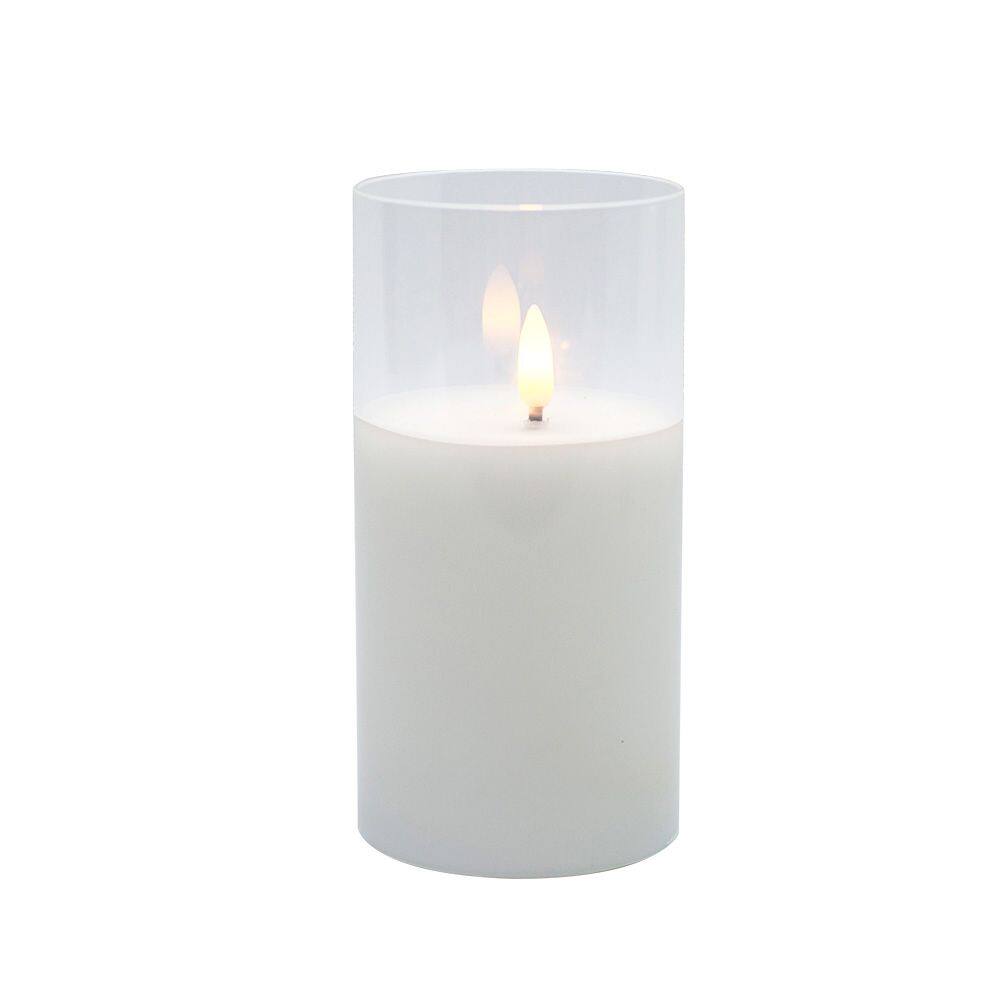 Vela Decorativa de Led em Vidro Branco 15cm NW0056 BTC