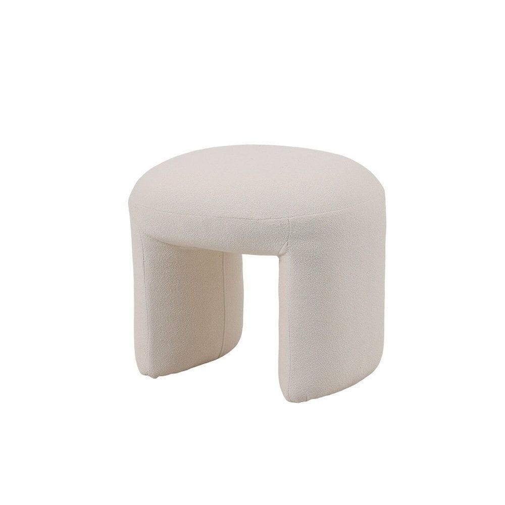 Puff para Sala de Estar Bouclê Refúgio Off White