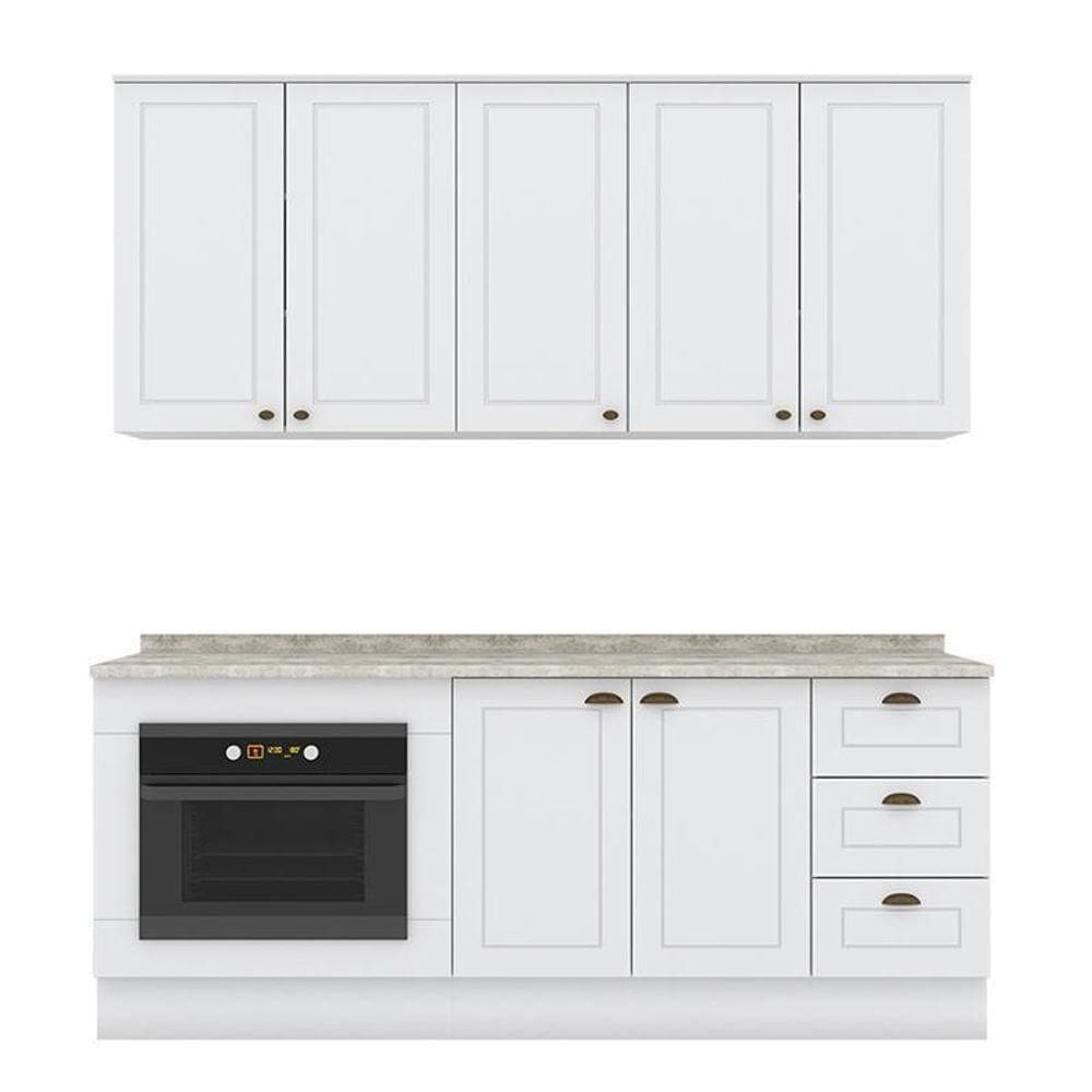 Cozinha Completa Americana 4 Peças Com Balcão Forno De Embutir Branco - Móveis Henn Branco