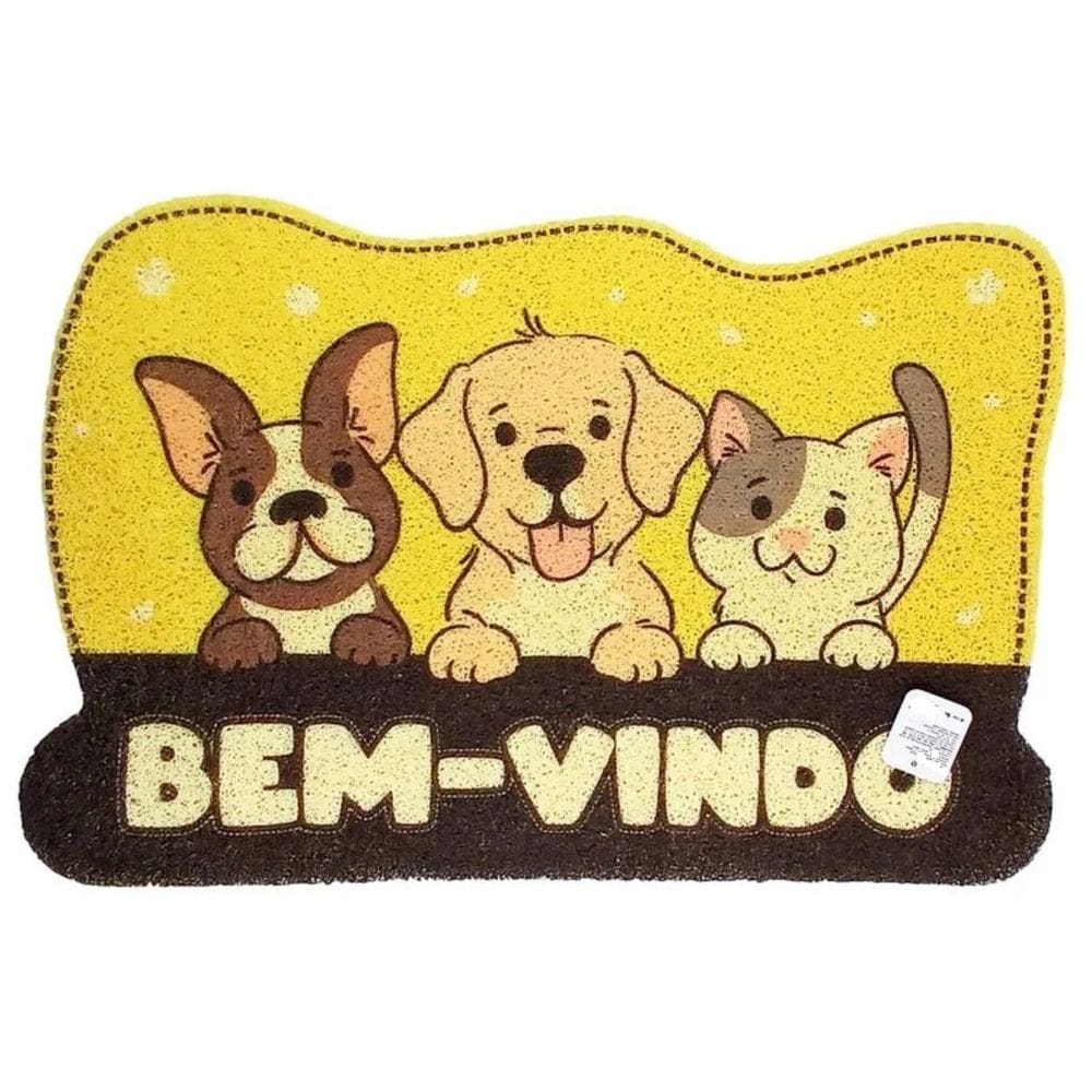 Tapete Capacho Cachorro, Bichinhos 38x58cm - Entrada Divertida e Limpa!