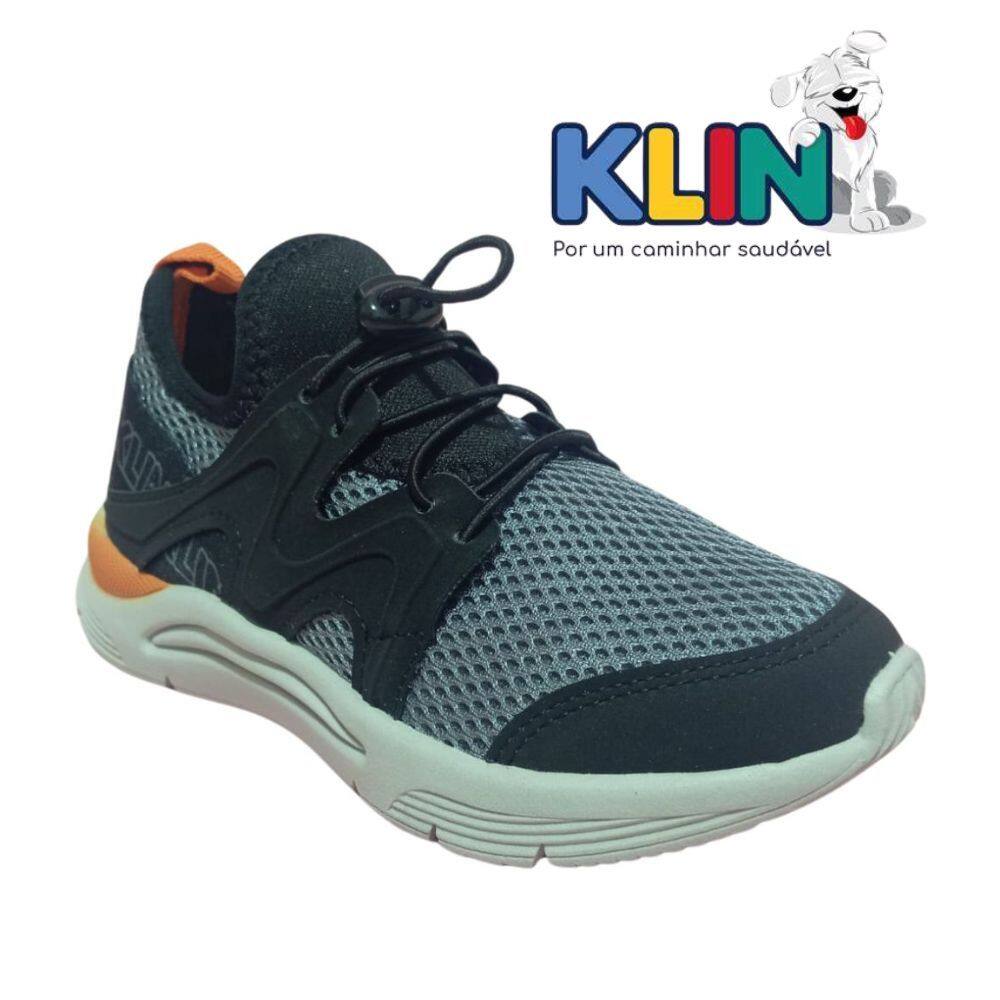 tenis infantil klin new sport anatomico preto laranja