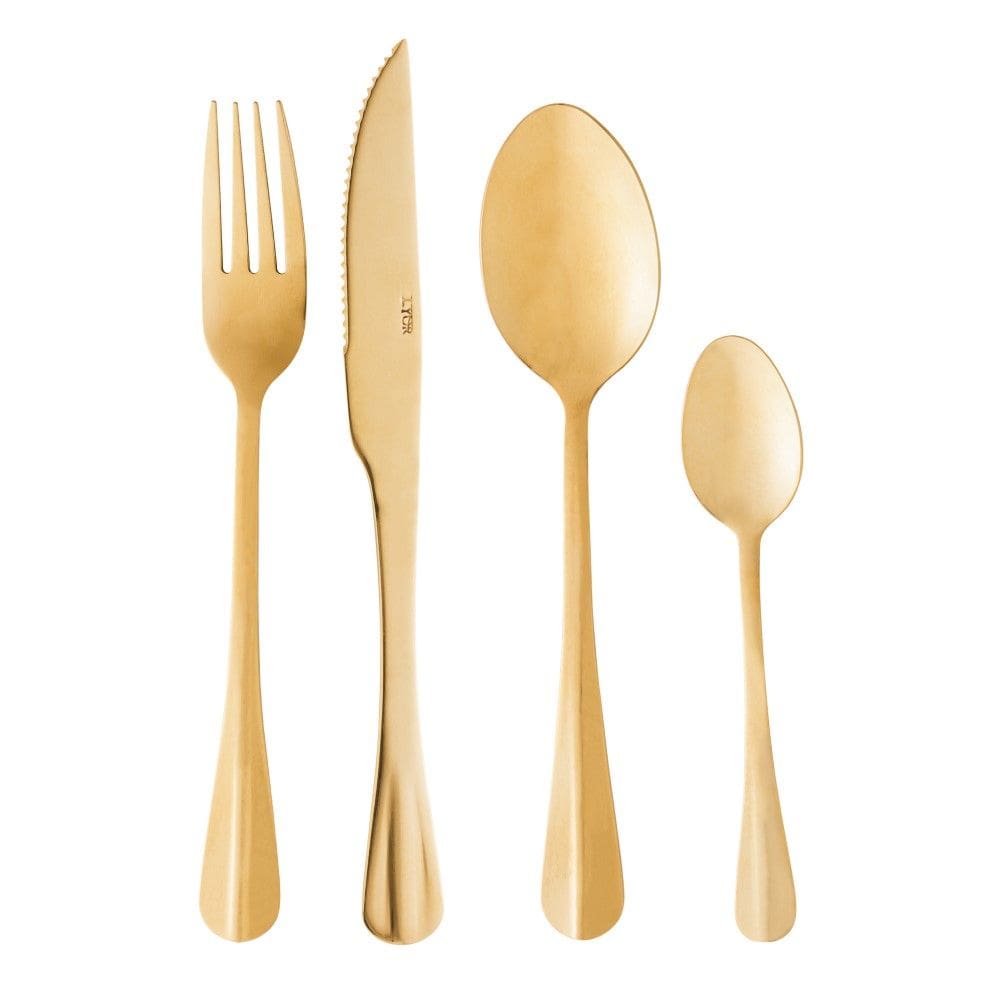 Faqueiro 24 Peças Positano Dourado Aço Inox Lyor