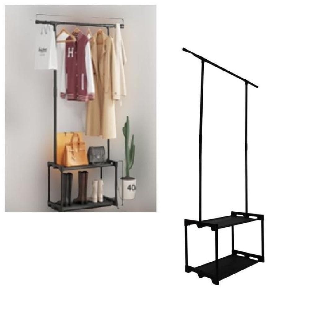 Cabideiro Arara De Roupa 2 Prateleiras Sapateira Organizador Varal Guarda-roupa Quarto Luxo