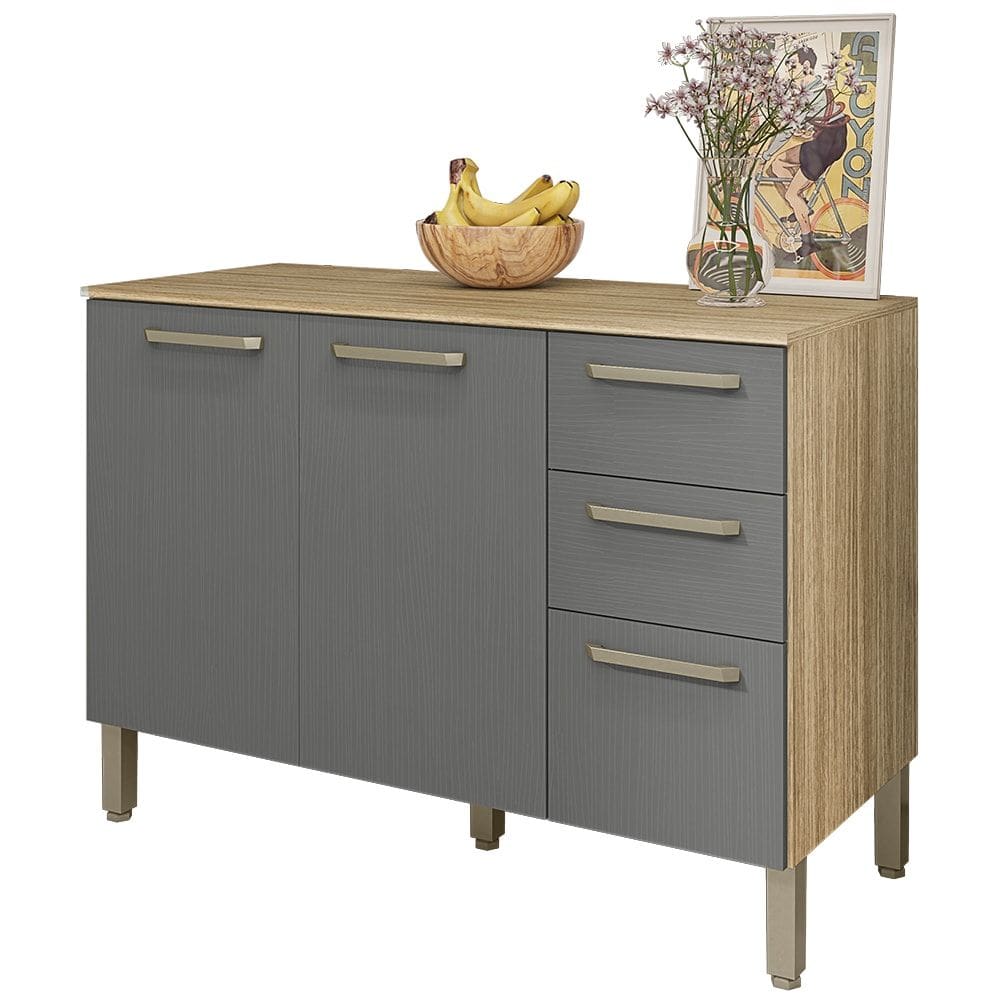 Balcao Com Tampo 3P 2G 120 cm Mad Versalhes Freijo Gris KTP