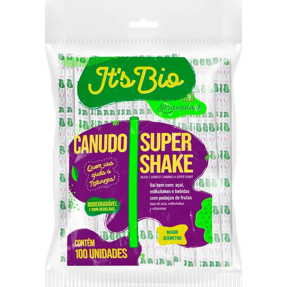 Canudo Bio Super Shake 10mm Cristal Sache de Papel c/100 - Strawplast