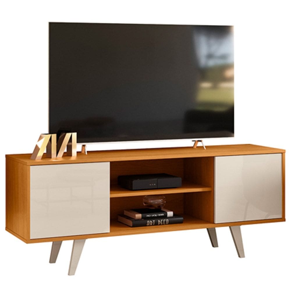 Rack Para Tv 55 Pol 2 Portas 136 cm Lisboa Cinamomo Off White MADETEC
