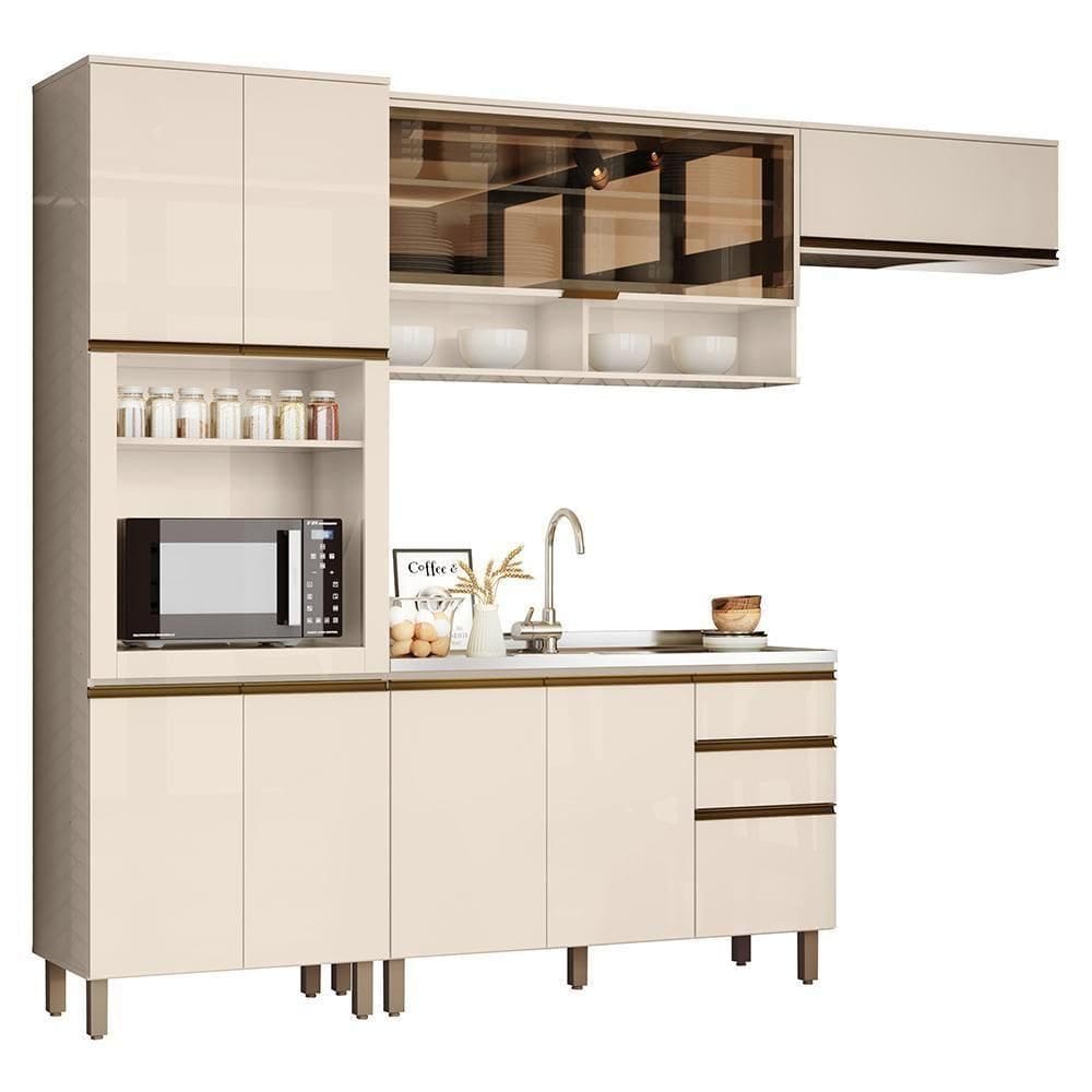 Cozinha Completa 4 Peças Connect Off White Com Torre Quente - Móveis Henn Off White