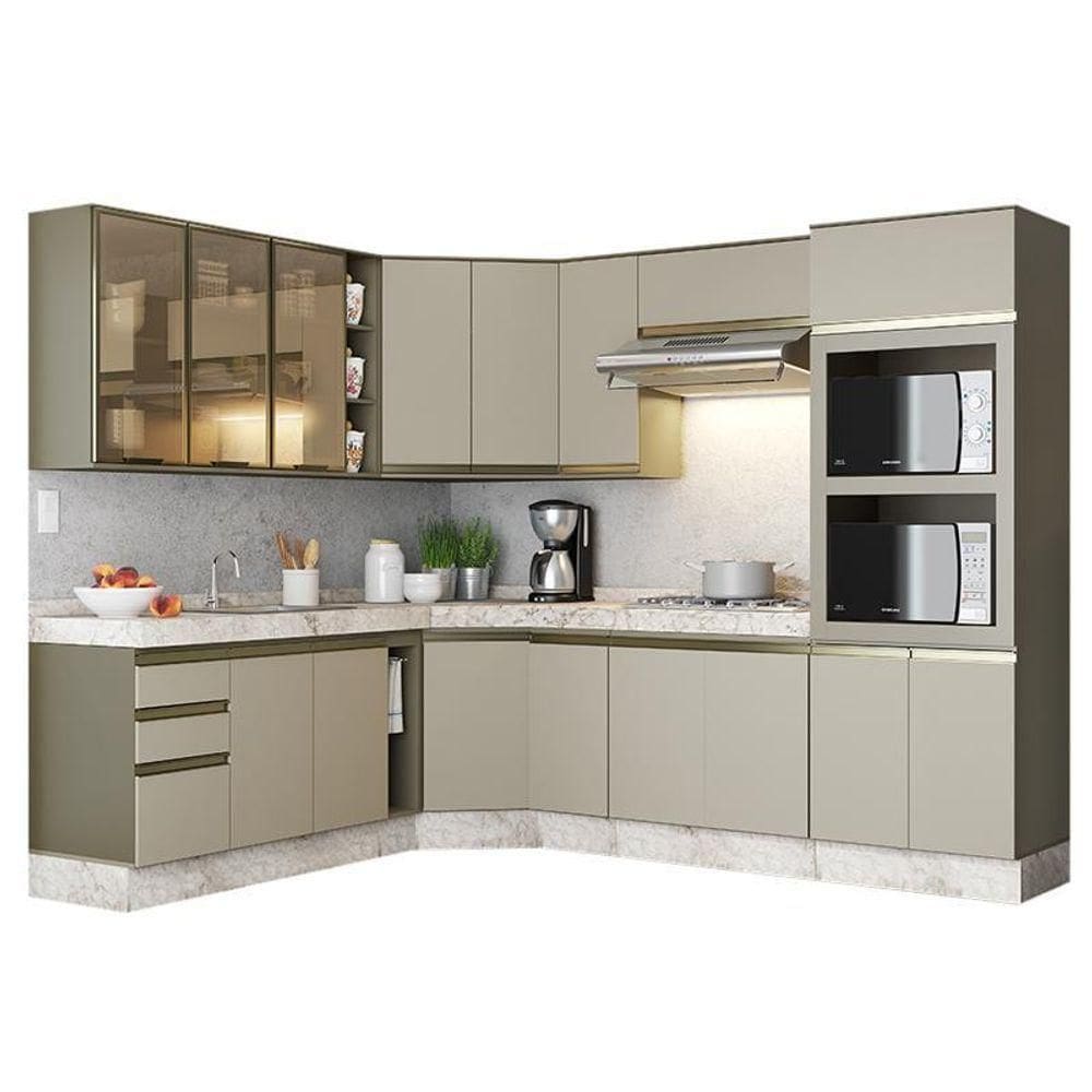 Cozinha Completa Canto Oblíquo 11 Peças Connect Duna-cristal - Móveis Henn Duna-cristal