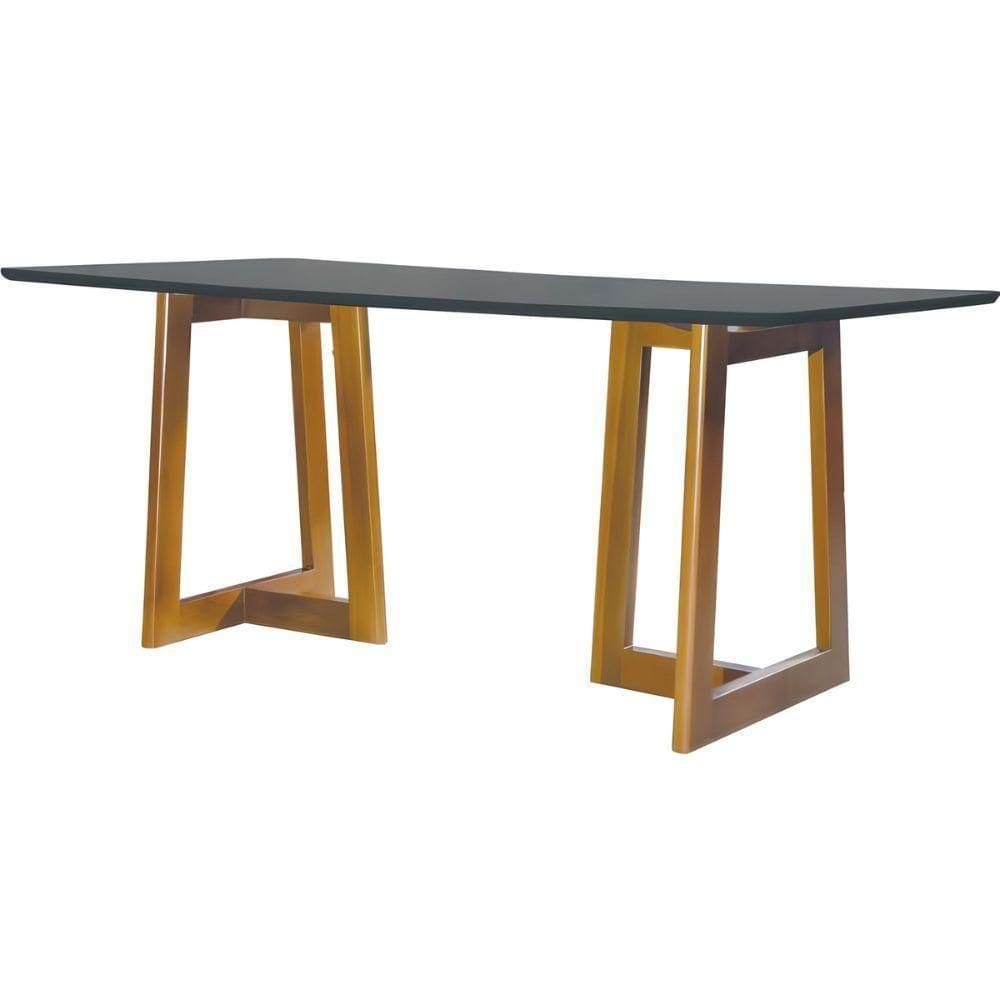 Mesa De Jantar Sparta Grafite Com Pés Em Madeira 1,80 M